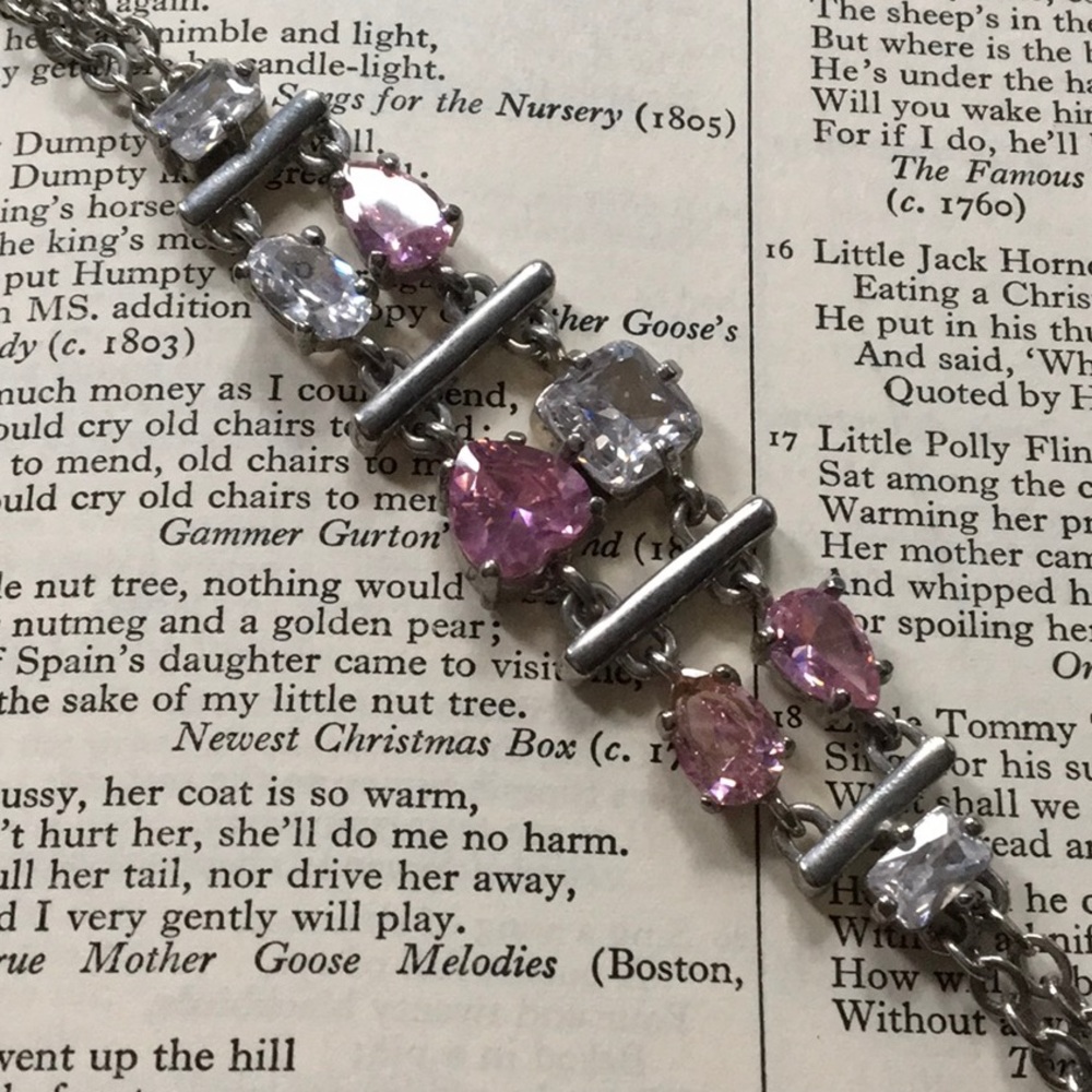 SALE - Light Pink & Clear Silver Cubic Zironia Bracelet